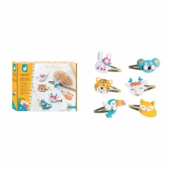 Janod 6 Barrette Con Animali Glitterati Fai-Da-Te