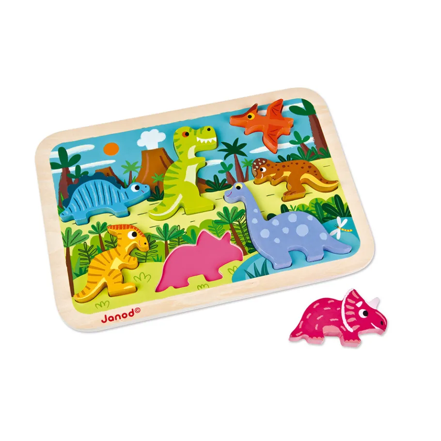 Janod Chunky Puzzle Dinosauri 7 pezzi (legno)
