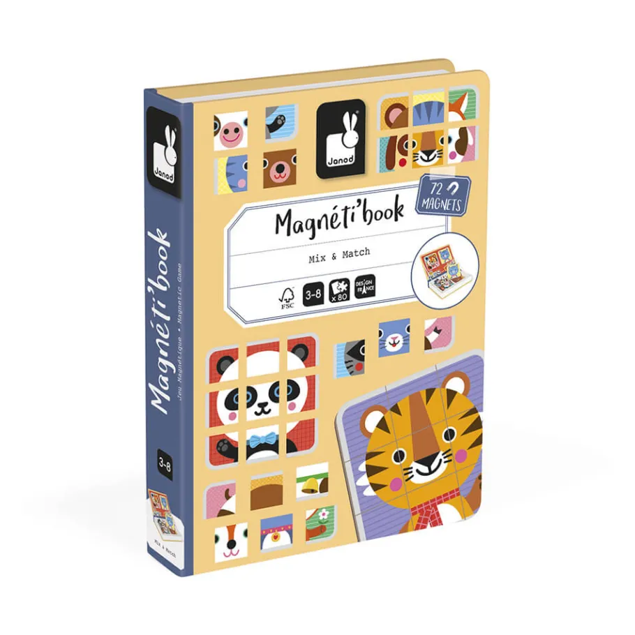 Janod Magnéti'book Mix & Match Animali, 72 magneti