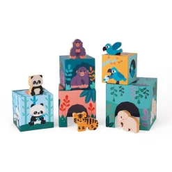Janod Piramide in cartone e personaggi in legno Gli Animali - In collaborazione con il WWF®