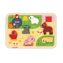 Janod Puzzle Chunky della fattoria 7 pezzi