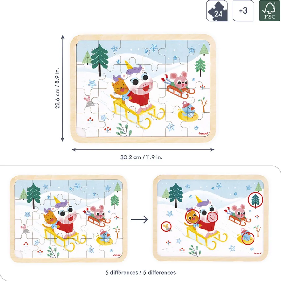 Janod Puzzle in legno di montagna 24 pezzi