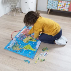 Janod Puzzle Magnetico del Mondo Vesione Francese 92 pezzi (legno) - Solo in francese