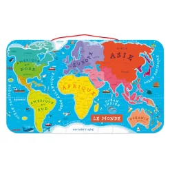 Janod Puzzle Magnetico del Mondo Vesione Francese 92 pezzi (legno) - Solo in francese