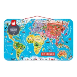 Janod Puzzle Magnetico del Mondo Vesione Francese 92 pezzi (legno) - Solo in francese