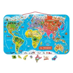 Janod Puzzle Magnetico del Mondo Versione Italiana 92 pezzi (legno)