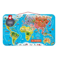 Janod Puzzle Magnetico del Mondo Versione Italiana 92 pezzi (legno)