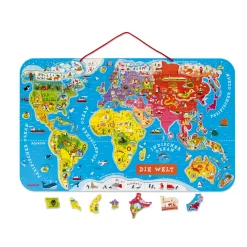 Janod Puzzle Magnetico del Mondo Vesione Tedesca 92 pezzi (legno)