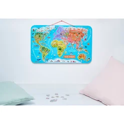 Janod Puzzle Magnetico del Mondo Vesione Tedesca 92 pezzi (legno)