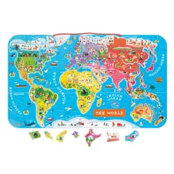 Janod Puzzle Magnetico del Mondo Version Inglese 92 pezzi (legno)