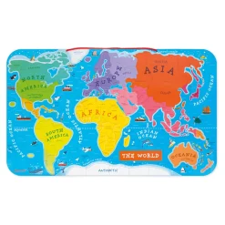 Janod Puzzle Magnetico del Mondo Version Inglese 92 pezzi (legno)