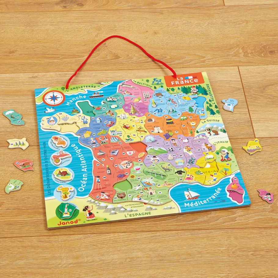 Janod Puzzle Magnetico Francia 93 pezzi - Francese (legno) - Solo in francese
