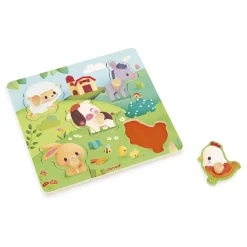 Janod Puzzle tattile di 5 pezzi della fattoria