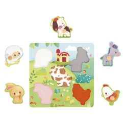 Janod Puzzle tattile di 5 pezzi della fattoria