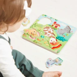 Janod Puzzle tattile di 5 pezzi della fattoria