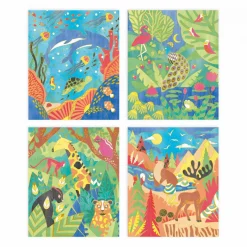 Janod Quadretti Dorati Pittura Ad Acquerello Animali