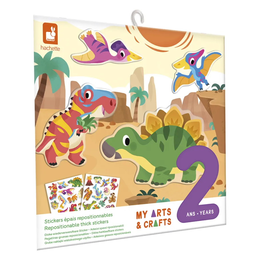 Janod Set creativo di adesivi riposizionabili spessi Dinos - 2 anni