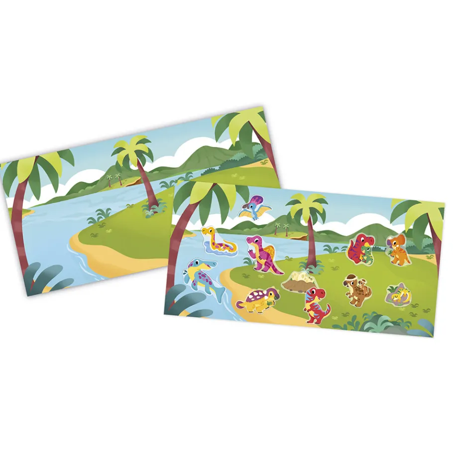 Janod Set creativo di adesivi riposizionabili spessi Dinos - 2 anni