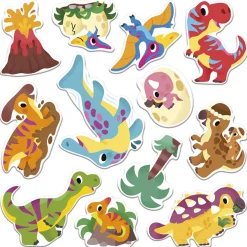 Janod Set creativo di adesivi riposizionabili spessi Dinos - 2 anni