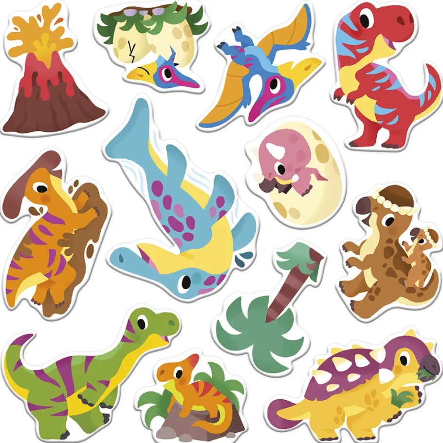 Janod Set creativo di adesivi riposizionabili spessi Dinos - 2 anni