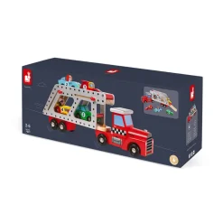 Janod Story Camion Bisarca con 4 Vetture (legno)