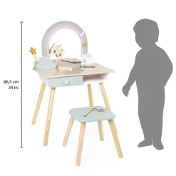 Janod Tavola da toeletta e accessori in legno con unicorno